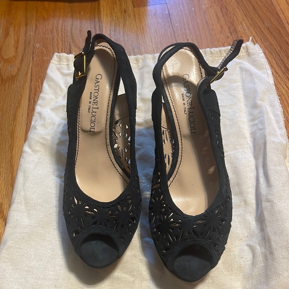 Gastone Luciolo made in Italy suede navy blue shoes size 9